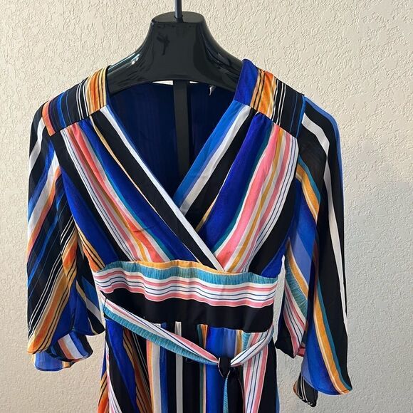 NY Collection Petite Striped Fit & Flare Dress Sz PM - Picture 5 of 13